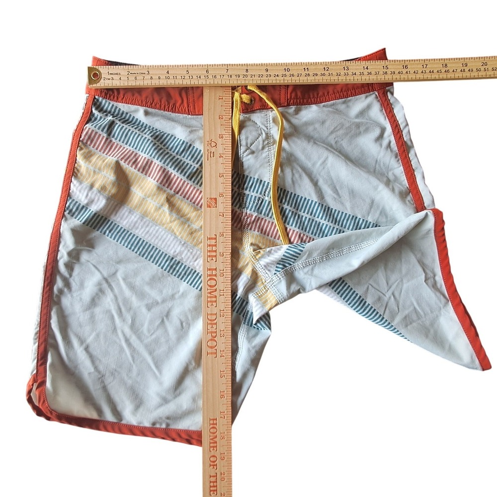 Vissla Board Shorts Mens 30 Gray Orange Stripe 4-Way Stretch Surf Swim - Picture 5 of 8